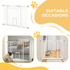 PawHut 30"H Tall Dog Gate, Pet Gate with Cat Door, Auto-Close Pressure-Mounted Steel Safety Gate Barrier, Double Locking for Doorways Hallways Stairs, Fits 29"-39.4"W, White