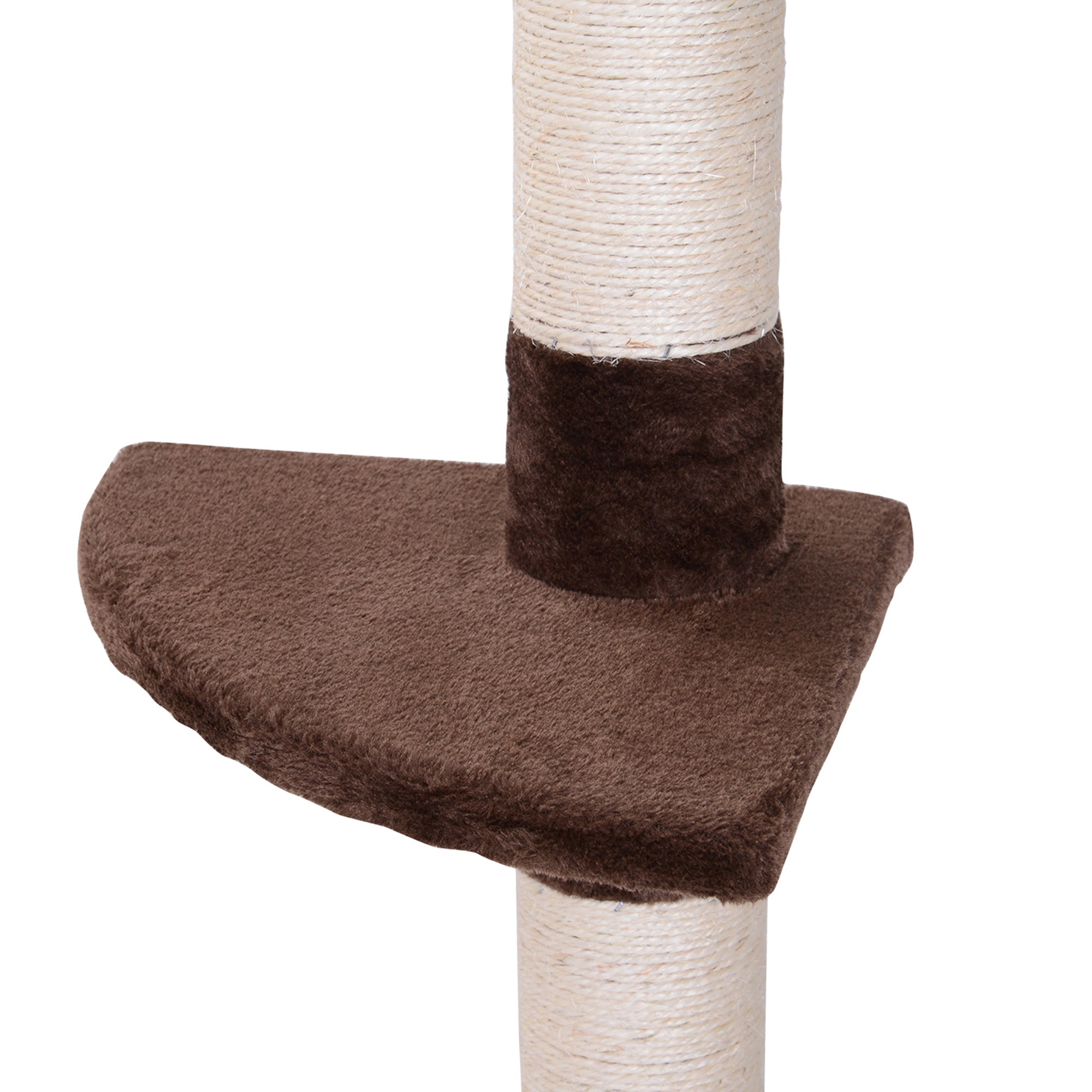 PawHut 8.5ft Cat Climbing Tree 5-Tier Kitty Activity Center Floor-to-Ceiling Cat Climber Toy with Scratching Post Play Rest Post Pet Furniture Brown