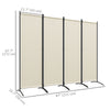 Outsunny 4 Panel Folding Room Divider, 5.6FT Privacy Screen with Wide Feet, Portable Freestanding Privacy Panel for Garden, Backyard, Deck, Pool, Hot Tub, Cream White