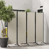 Outsunny 4 Panel Folding Room Divider, 5.6FT Privacy Screen with Wide Feet, Portable Freestanding Privacy Panel for Garden, Backyard, Deck, Pool, Hot Tub, Cream White