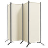 Outsunny 4 Panel Folding Room Divider, 5.6FT Privacy Screen with Wide Feet, Portable Freestanding Privacy Panel for Garden, Backyard, Deck, Pool, Hot Tub, Cream White
