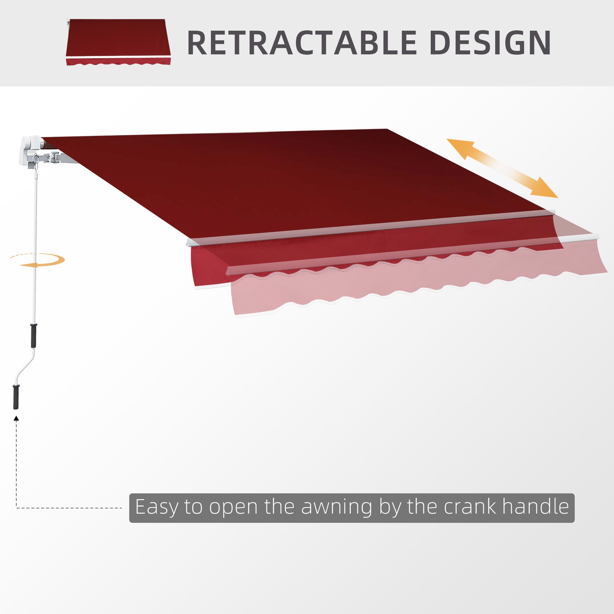 Outsunny 8' x 7' Retractable Awning, Patio Awnings, Sunshade Shelter with 280 g/m² UV & Water-Resistant Fabric and Aluminum Frame for Deck, Balcony, Yard, Wine Red