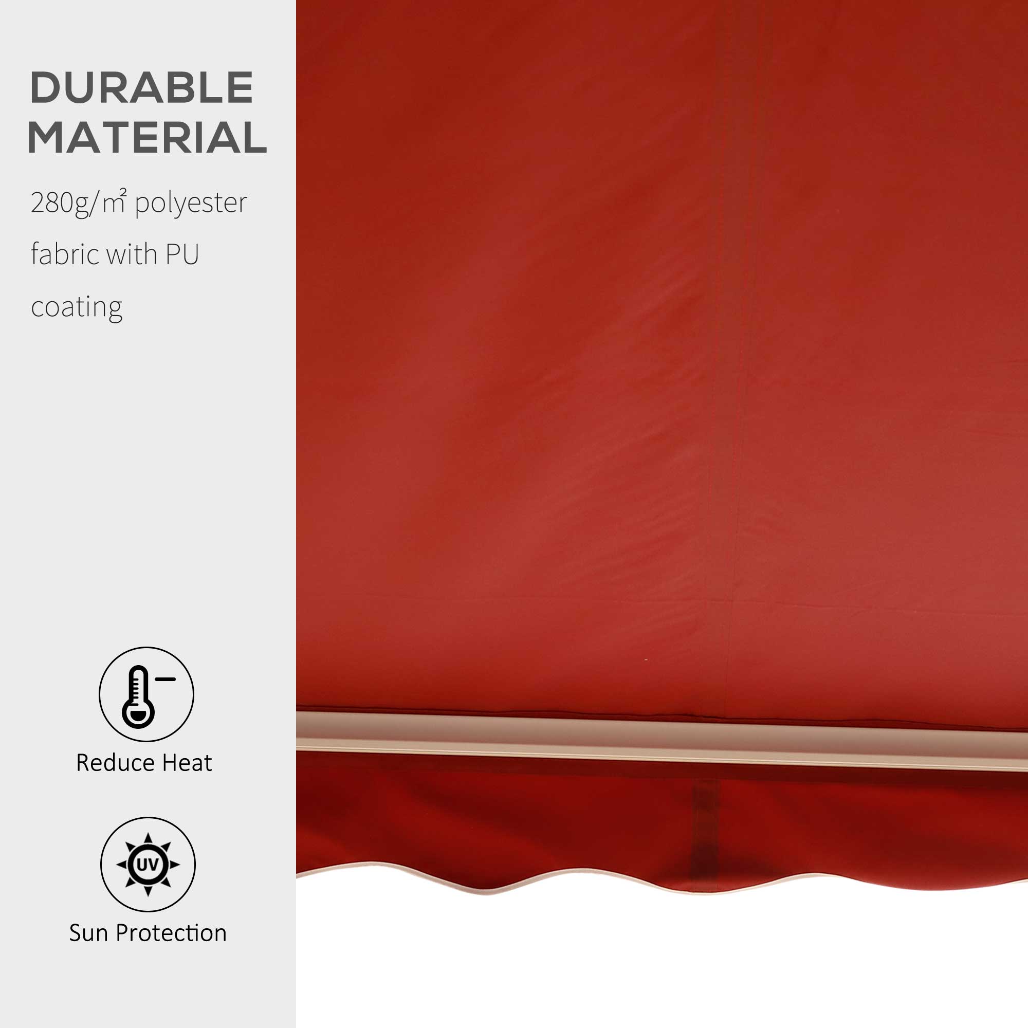 Outsunny 8' x 7' Retractable Awning, Patio Awnings, Sunshade Shelter with 280 g/m² UV & Water-Resistant Fabric and Aluminum Frame for Deck, Balcony, Yard, Wine Red