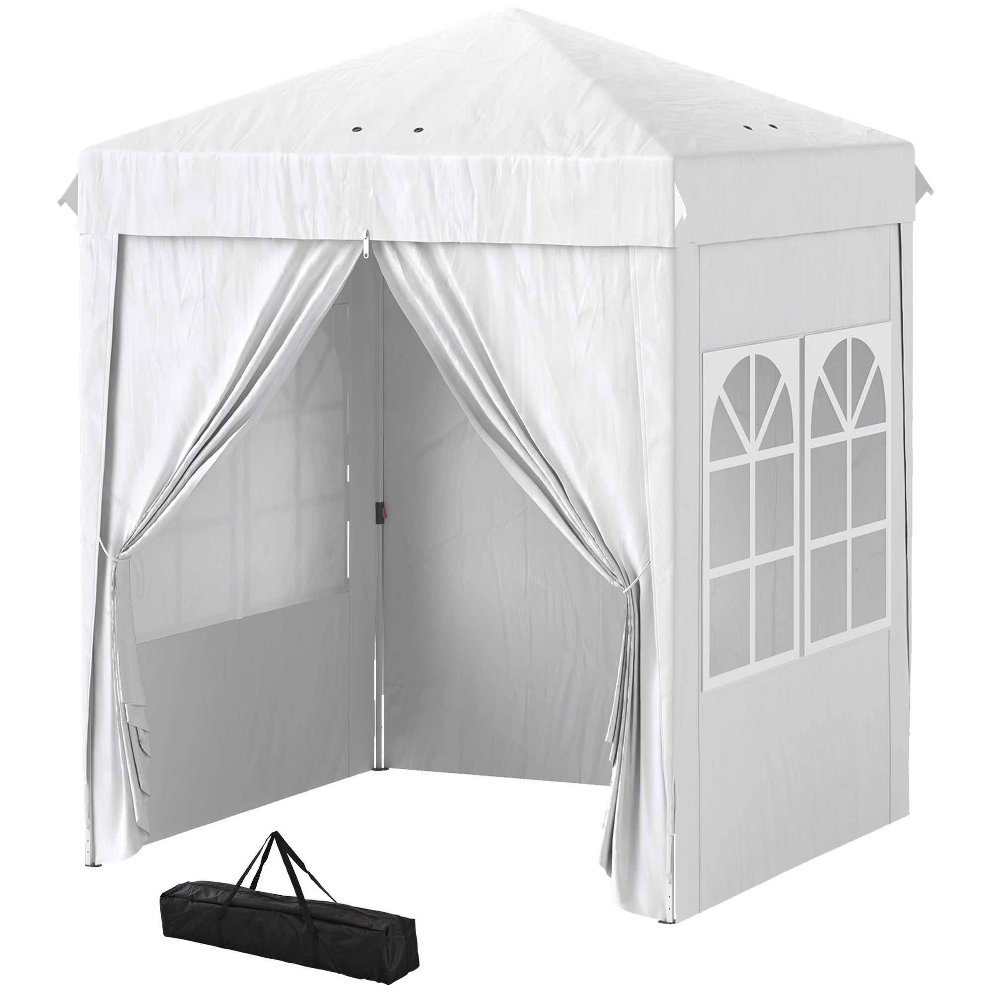 Outsunny 6.7' x 6.7' Pop-Up Canopy Tent with Sidewalls, Instant Sun Shelter, Height-Adjustable, Carry Bag Included, for Outdoor, Garden, Patio, White