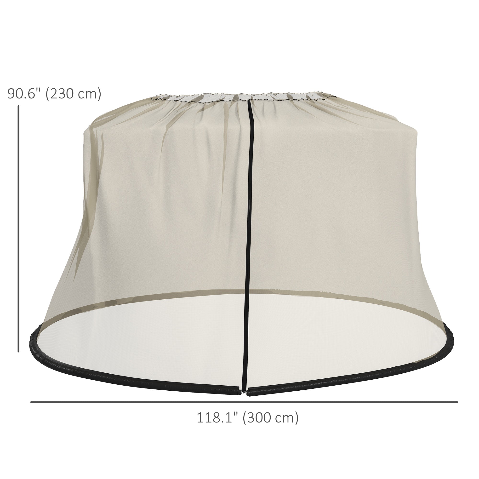 Outsunny Outdoor Patio 7.5FT Umbrella Table Screen Mosquito Bug Net, Garden Large Umbrella Cover Netting with Zippered Door, Beige (Mosquito Netting ONLY)