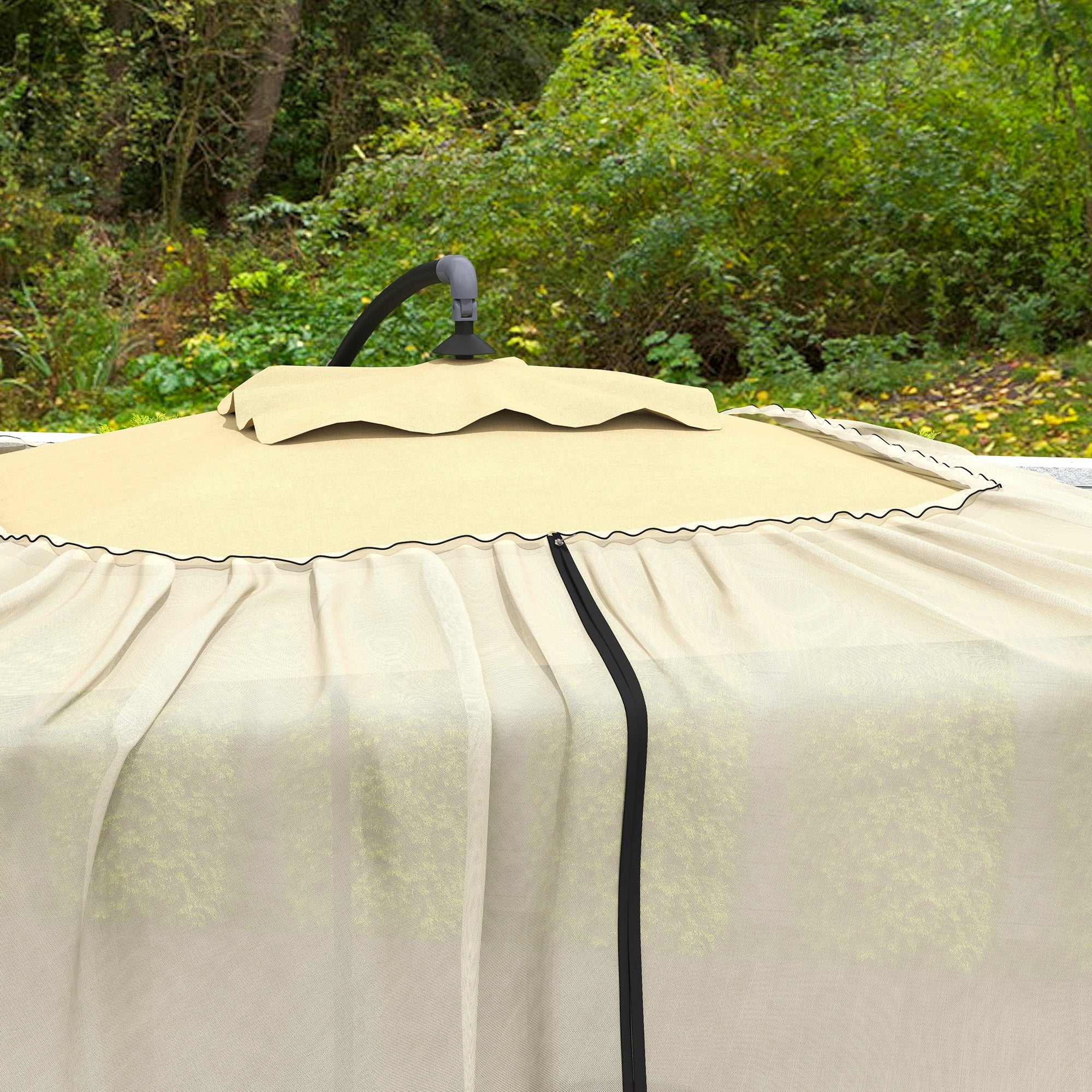 Outsunny Outdoor Patio 7.5FT Umbrella Table Screen Mosquito Bug Net, Garden Large Umbrella Cover Netting with Zippered Door, Beige (Mosquito Netting ONLY)