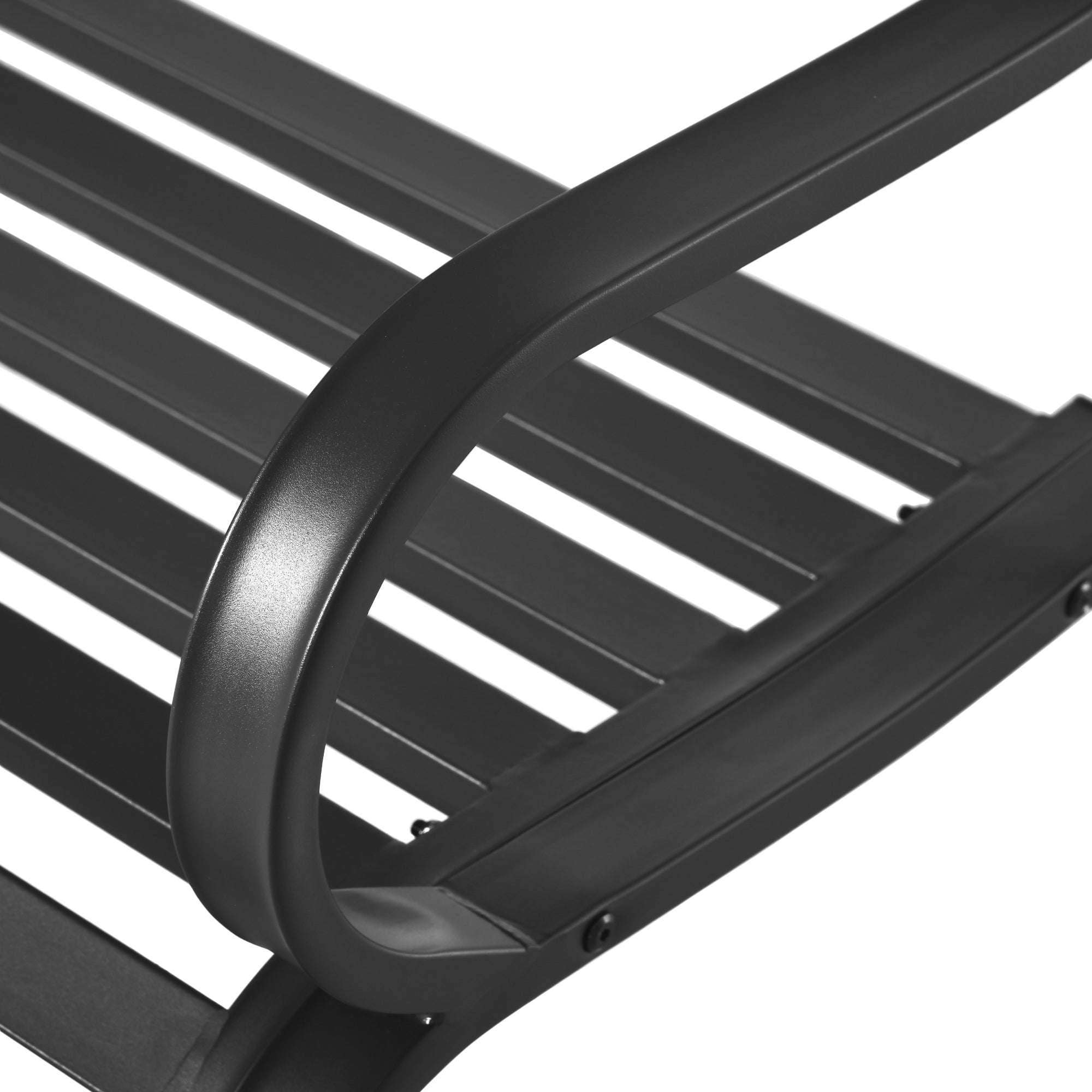 Outsunny 2 Seater Outdoor Bench, Metal Garden Bench with Slatted Backrest and Seat, Patio Loveseat for Yard, Lawn, Porch, Black