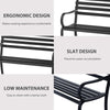 Outsunny 2 Seater Outdoor Bench, Metal Garden Bench with Slatted Backrest and Seat, Patio Loveseat for Yard, Lawn, Porch, Black