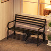 Outsunny 2 Seater Outdoor Bench, Metal Garden Bench with Slatted Backrest and Seat, Patio Loveseat for Yard, Lawn, Porch, Black
