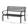 Outsunny 2 Seater Outdoor Bench, Metal Garden Bench with Slatted Backrest and Seat, Patio Loveseat for Yard, Lawn, Porch, Black