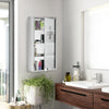 HOMCOM Wall Mount Medicine Cabinet, Bathroom Cabinet with 4 Tier Shelves, Stainless Steel Frame and Glass Door, Lockable with 2 Keys, Silver, 12" x 23.5"