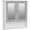 kleankin Medicine Cabinet, Wall-Mounted Bathroom Mirror Cabinet with Double Doors, Open Shelf, and Adjustable Shelf, Modern Bathroom Wall Cabinet, White and Grey