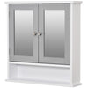 kleankin Medicine Cabinet, Wall-Mounted Bathroom Mirror Cabinet with Double Doors, Open Shelf, and Adjustable Shelf, Modern Bathroom Wall Cabinet, White and Grey
