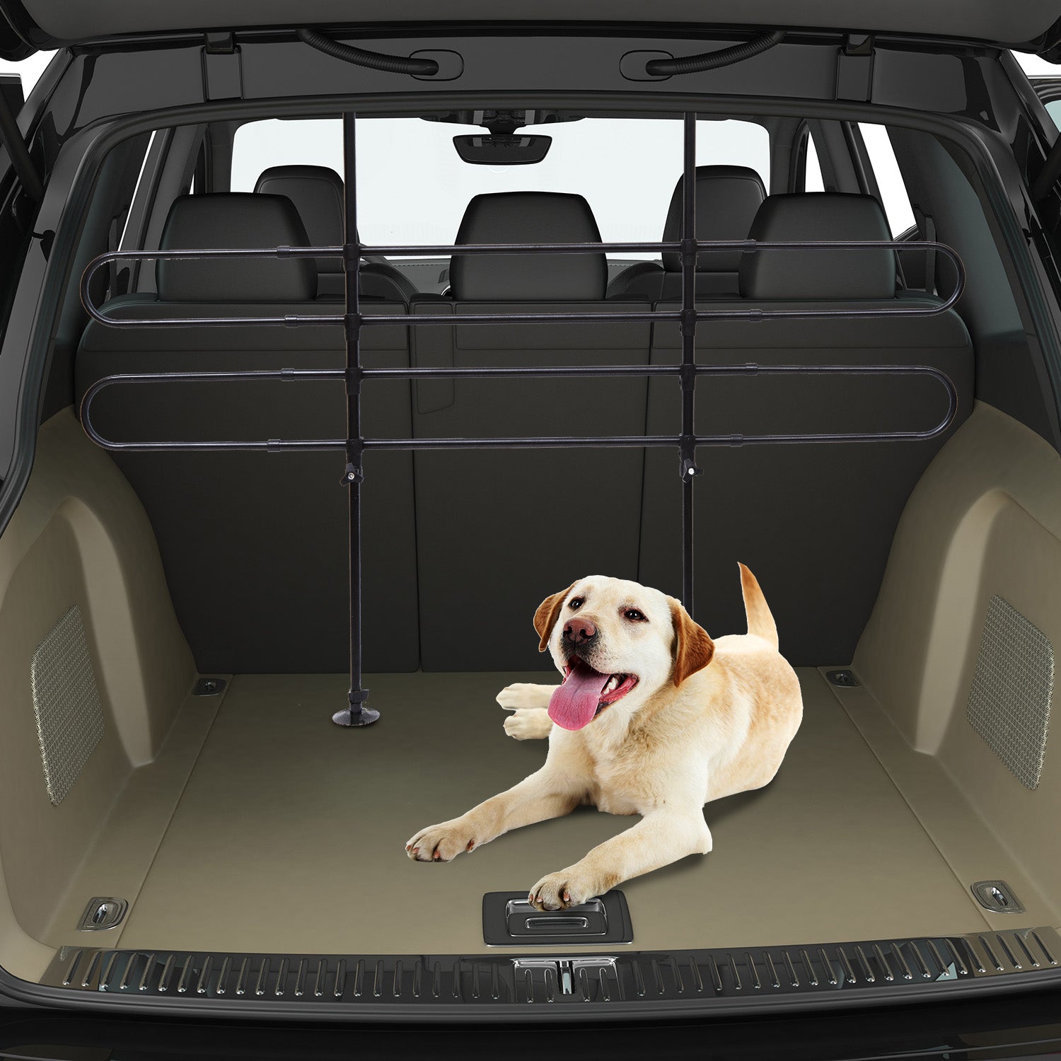 PawHut D00-002 Expandable Pet Car Barrier Auto Vehicle Dog Fence Guard Safety Gate, Black