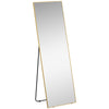 HOMCOM 63"x20" Full Length Mirror, Floor Standing, Wall-Mounted or Leaning Against Wall Tall Mirror with Support Frame, Rectangular Full Body Mirror for Bedroom, Living Room, Gold