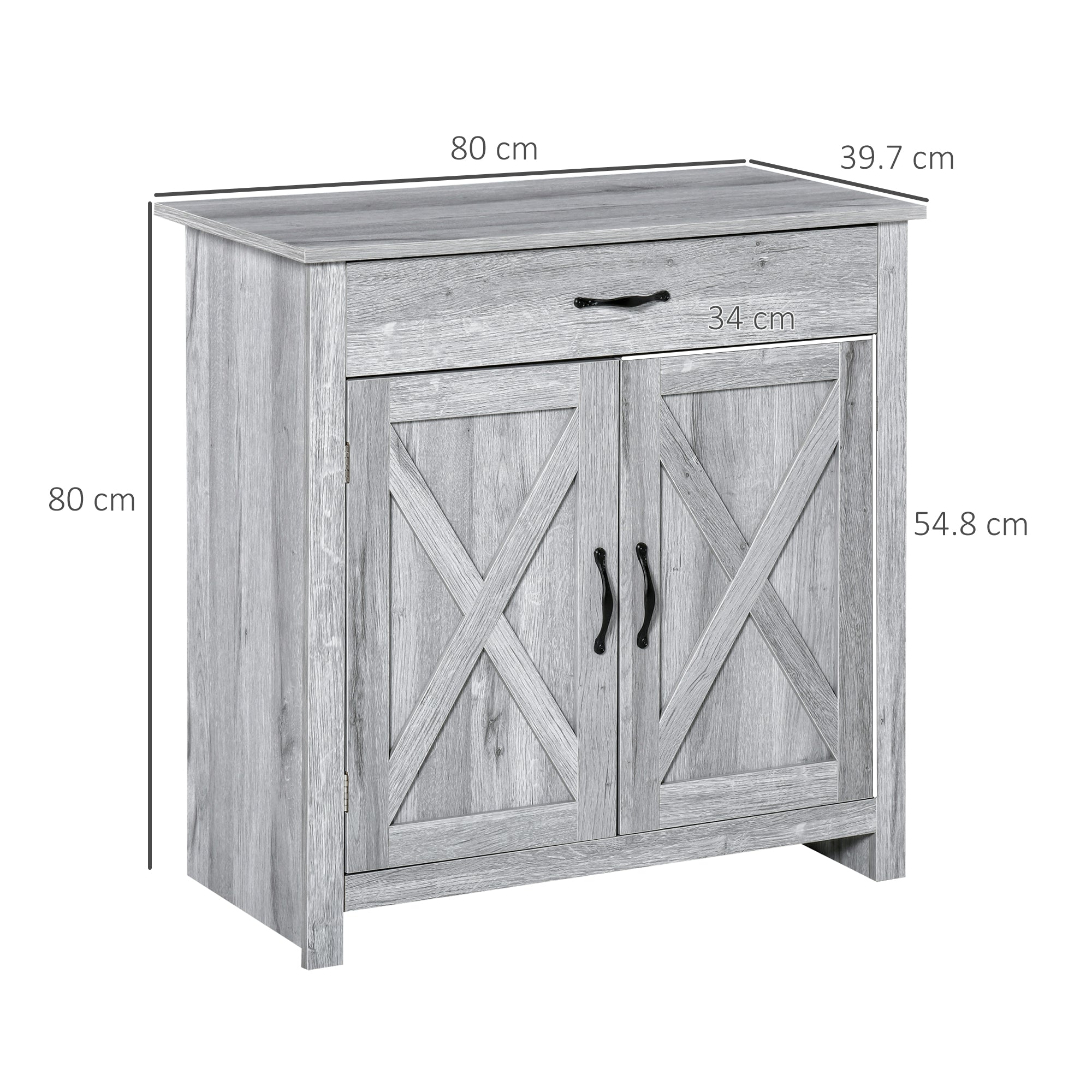 HOMCOM Farmhouse Barn Door Sideboard Storage Cabinet Coffee Bar for LIVING Room â€?Grey Grain