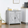 HOMCOM Farmhouse Barn Door Sideboard Accent Buffet Storage Cabinet Coffee Bar for Living Room, Entryway, Grey Grain