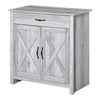 HOMCOM Farmhouse Barn Door Sideboard Accent Buffet Storage Cabinet Coffee Bar for Living Room, Entryway, Grey Grain