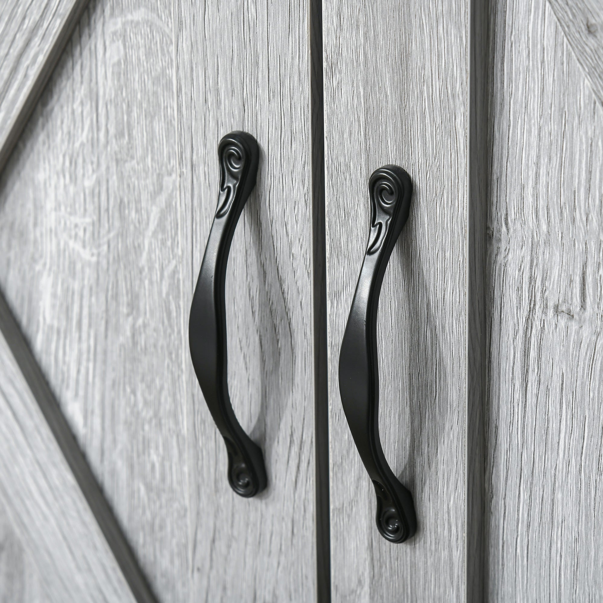 HOMCOM Farmhouse Barn Door Sideboard Accent Buffet Storage Cabinet Coffee Bar for Living Room, Entryway, Grey Grain