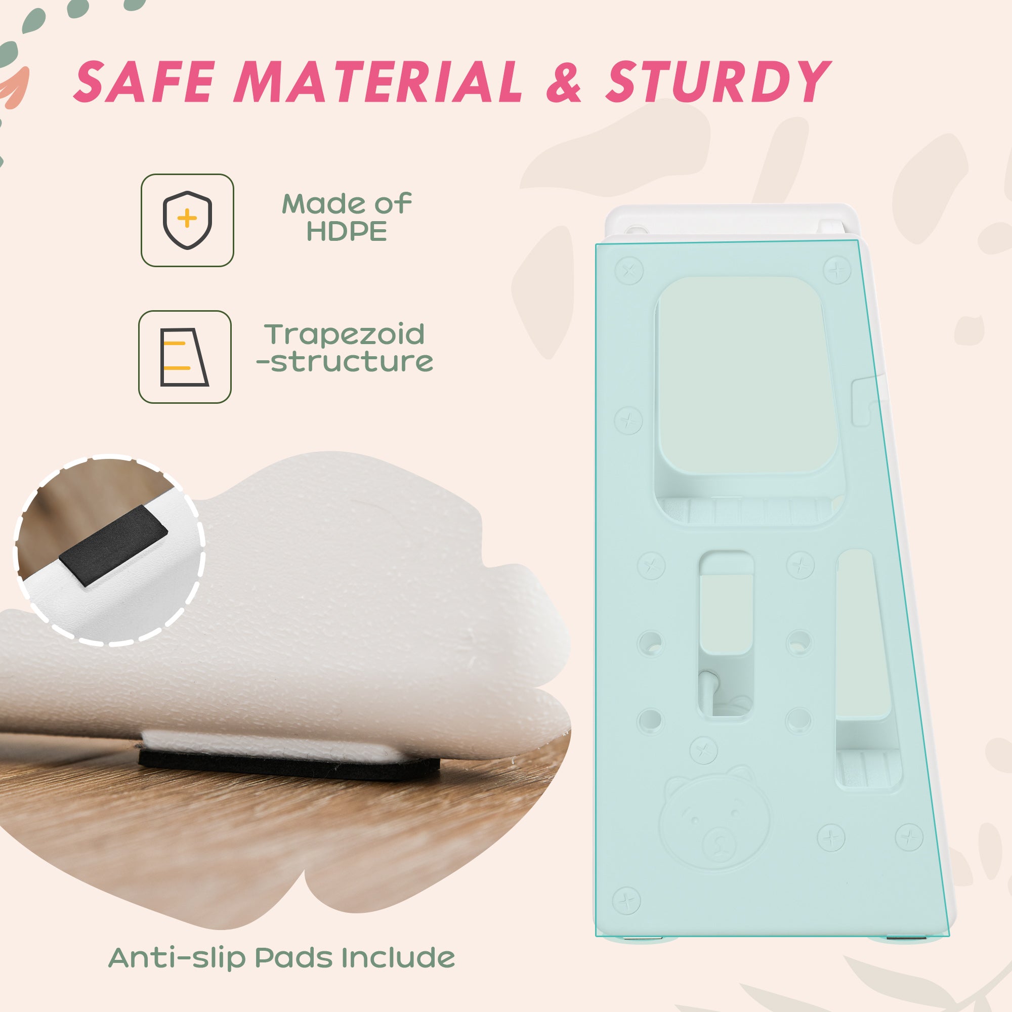 HOMCOM Kids Step Stool, Adjustable Standing Platform, Toddler Kitchen Stool, Standing Tower for Kids, Kitchen Counter with Three Adjustable Heights - White