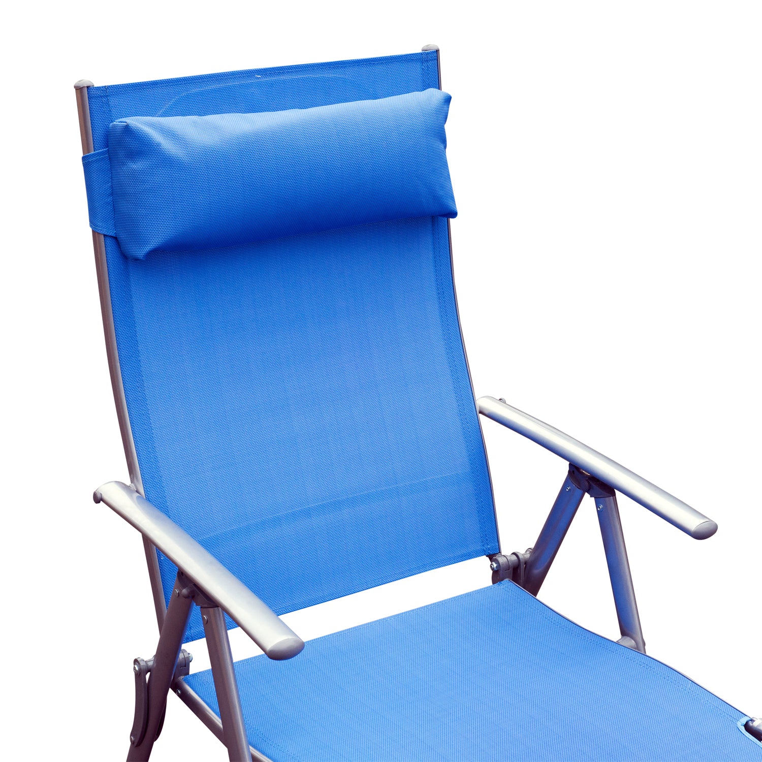 Outsunny Heavy-duty Adjustable Folding Reclining Chair Outdoor Sun Lounger Patio Chaise Lounge Garden Beach Gravity Lounge with Pillow, 7 Adjustable Backrest Positions, Blue