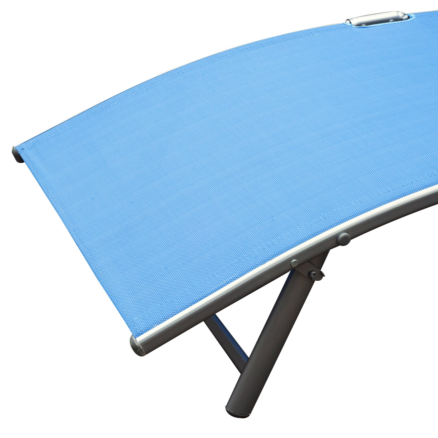 Outsunny Heavy-duty Adjustable Folding Reclining Chair Outdoor Sun Lounger Patio Chaise Lounge Garden Beach Gravity Lounge with Pillow, 7 Adjustable Backrest Positions, Blue