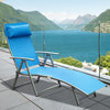 Outsunny Heavy-duty Adjustable Folding Reclining Chair Outdoor Sun Lounger Patio Chaise Lounge Garden Beach Gravity Lounge with Pillow, 7 Adjustable Backrest Positions, Blue