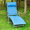 Outsunny Heavy-duty Adjustable Folding Reclining Chair Outdoor Sun Lounger Patio Chaise Lounge Garden Beach Gravity Lounge with Pillow, 7 Adjustable Backrest Positions, Blue