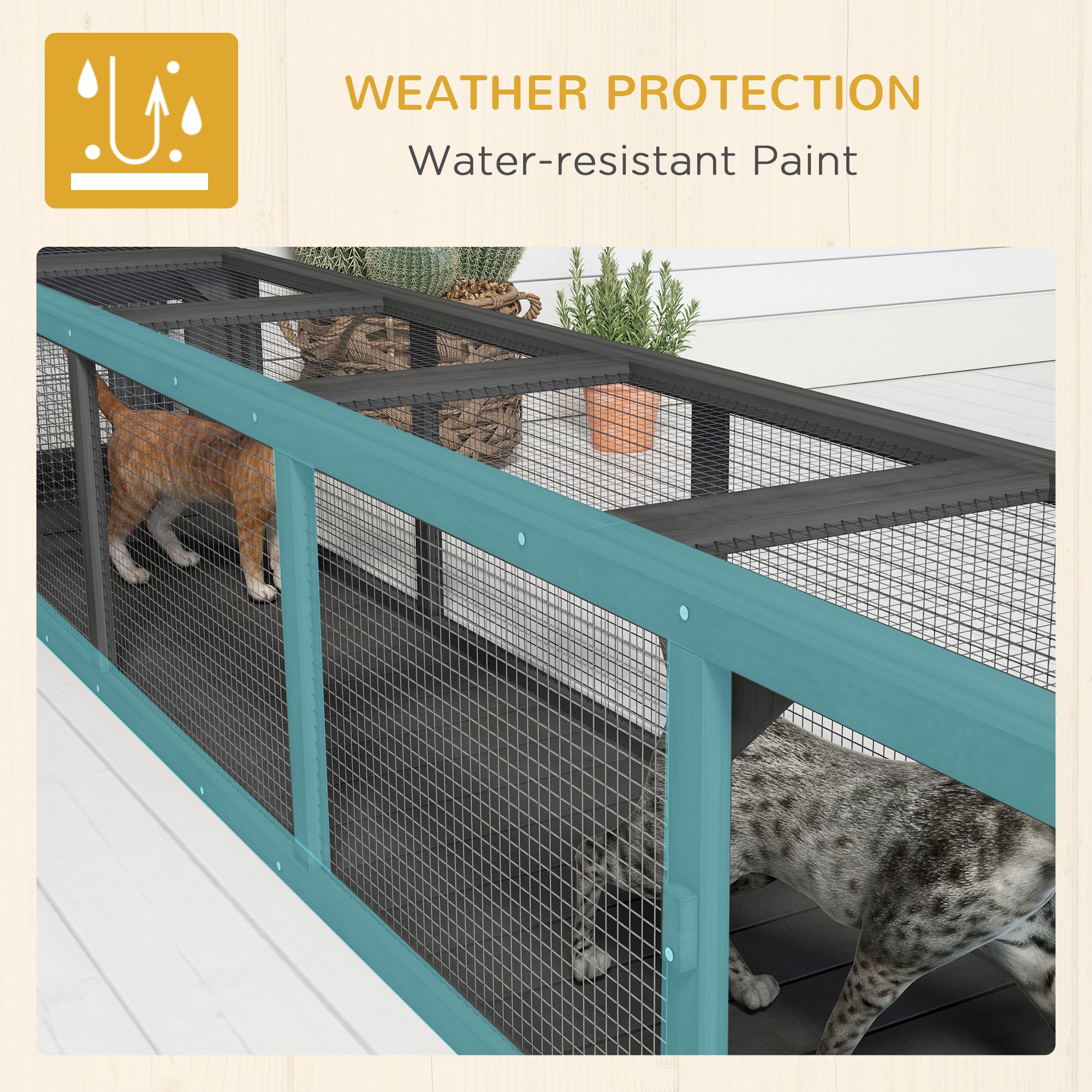 PawHut 79" Long Cat Tunnel, Cat shelter L- Shape with Extendable Design, Cat Enclosure for Indoor/Outdoor Use with Weather Protection, Removable Door, Lead Grey