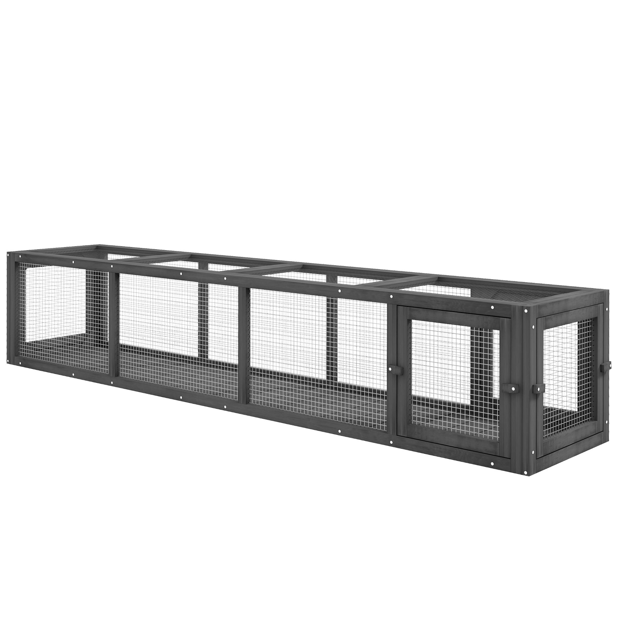 PawHut 79" Long Cat Tunnel, Cat shelter L- Shape with Extendable Design, Cat Enclosure for Indoor/Outdoor Use with Weather Protection, Removable Door, Lead Grey