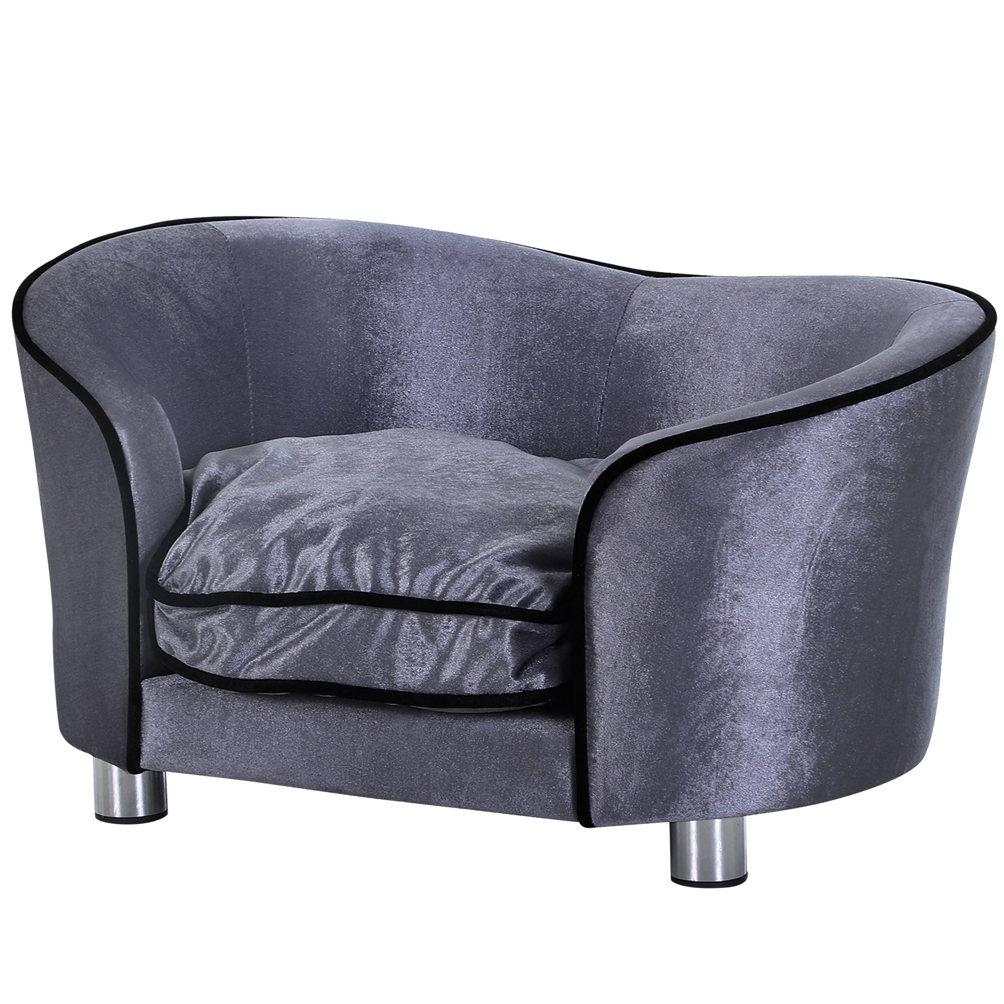 PawHut Dog Sofa Bed for Miniature Dogs, Pet Couch Kitten Lounge with Removable Soft Cushion, Thick Sponge, Wooden Frame, Storage Pocket