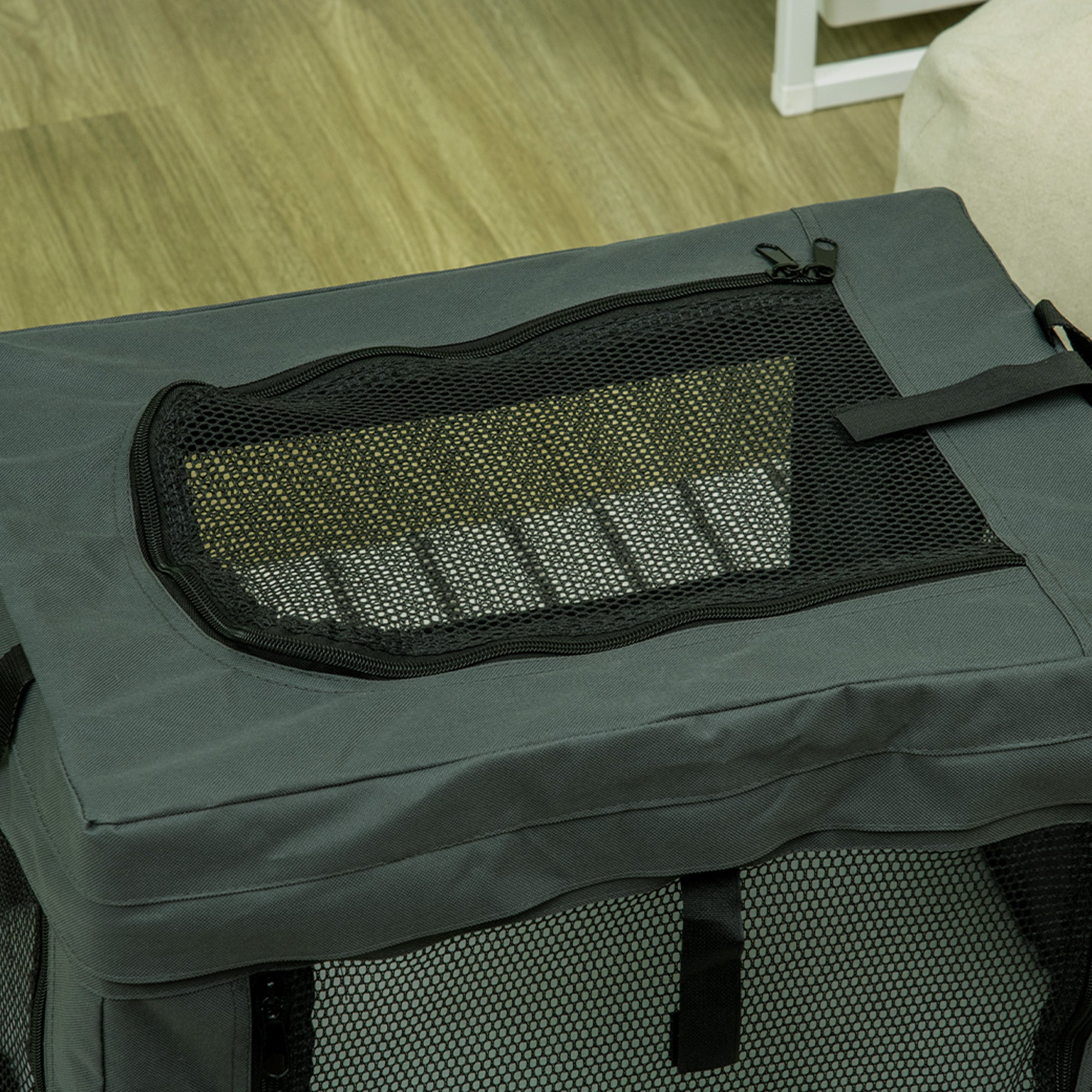 PawHut 48.5cm Pet Carrier for Miniature Dogs, Portable Cat Carrier Soft Side Pet Travel Crate with Removable Mat, Carry Bag, Breathable Mesh Window Door - Grey