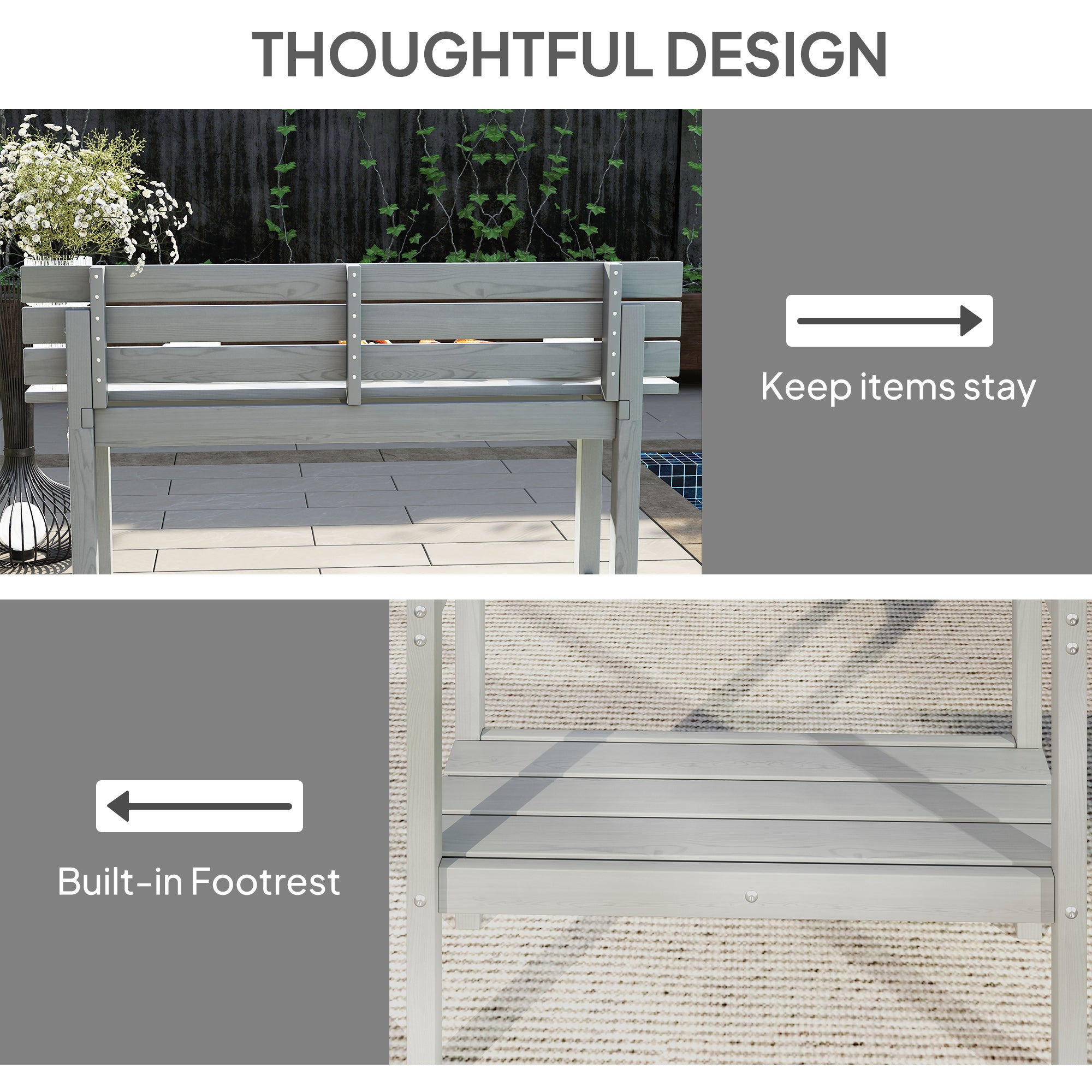 Outsunny 3 Piece Patio Bar Set Outdoor, 43" High Rectangular Bar Table and 2 Bar Stools, Farmhouse Style Bar Table and Chairs Set for Balcony, Backyard, Porch