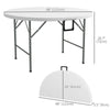 Outsunny Φ48" Folding Patio Table, Outdoor HDPE Picnic Table, Card Table for 6, Round Folding Banquet with Metal Frame, White