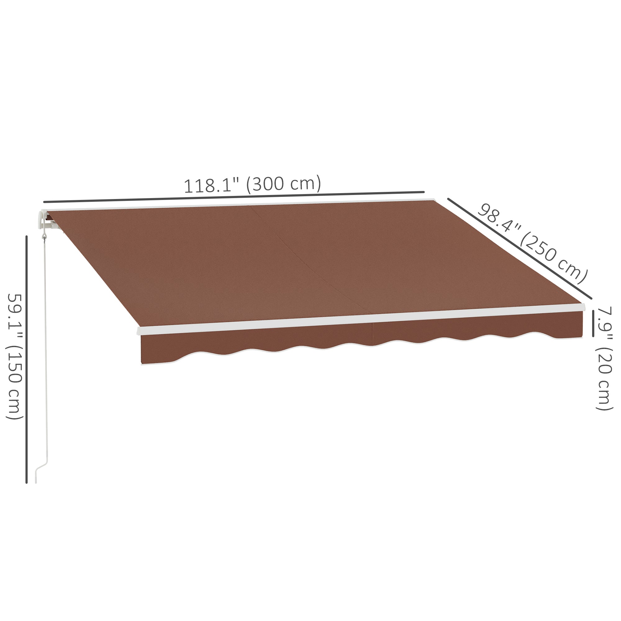 Outsunny 10' x 8' Electric Awning, Retractable Awning Sun Shade Shelter with Remote Controller, Manual Crank Handle and Aluminum Frame, for Deck, Balcony, Yard, Coffee