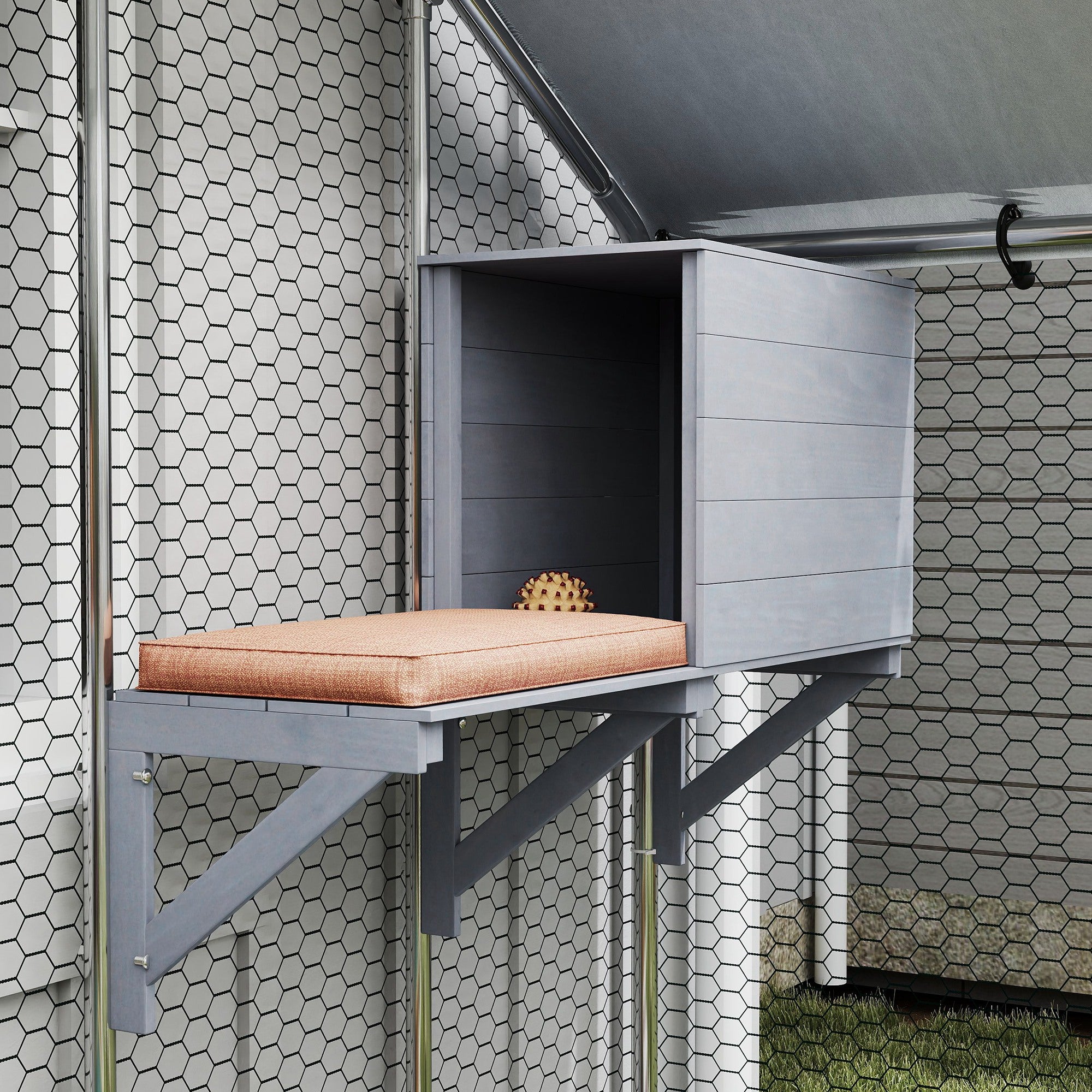 PawHut 94.5" Extra Large Catio Outdoor Cat Enclosure, Walk In Cat Cage with Waterproof Cover, 2 Resting Boxes, 7 Platforms, Metal Chicken Run Hen House Rabbit Hutch for Outside