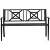 Outsunny Steel Garden Bench for Outdoor, 2-person Patio Bench, Loveseat Furniture for Lawn, Deck, Yard, Porch, Entryway, Black