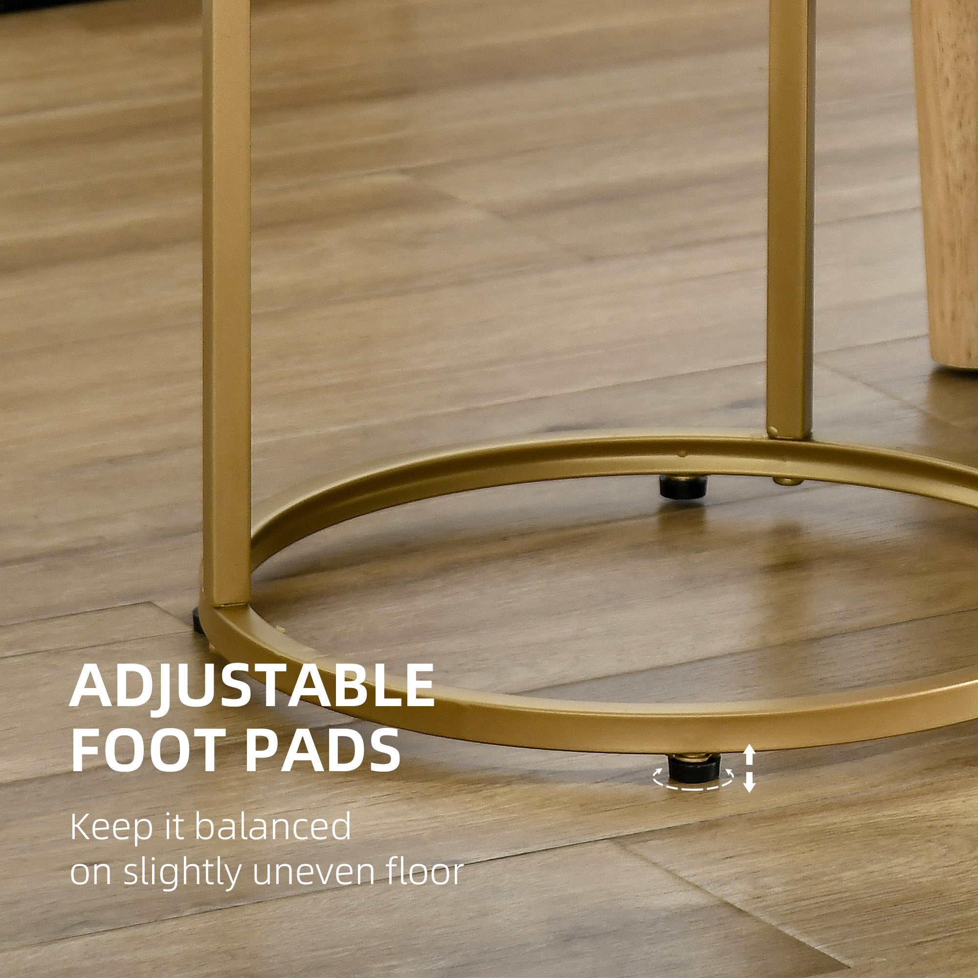 HOMCOM Set of 2 Nesting Coffee Tables with Metal Base, Round Side Table with Tempered Glass Tabletop for Living Room, Bedroom, Gold