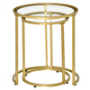 HOMCOM Set of 2 Nesting Coffee Tables with Metal Base, Round Side Table with Tempered Glass Tabletop for Living Room, Bedroom, Gold