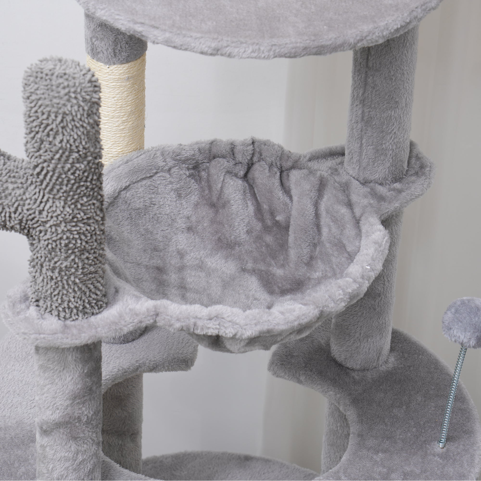 PawHut 71" Tall Cat Tree, Multi-Level Cat Tower for Indoor, Corner DIY Design with Scratching Posts, Sisal Pad, Condo, Bed, Hammock, Platforms, Balls, Activity Center, Light Grey