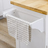 HOMCOM Rolling Kitchen Island on Wheels, Kitchen Island Cart with Rubber Wood Top, Towel Rack, Storage Cabinets and Drawer, White