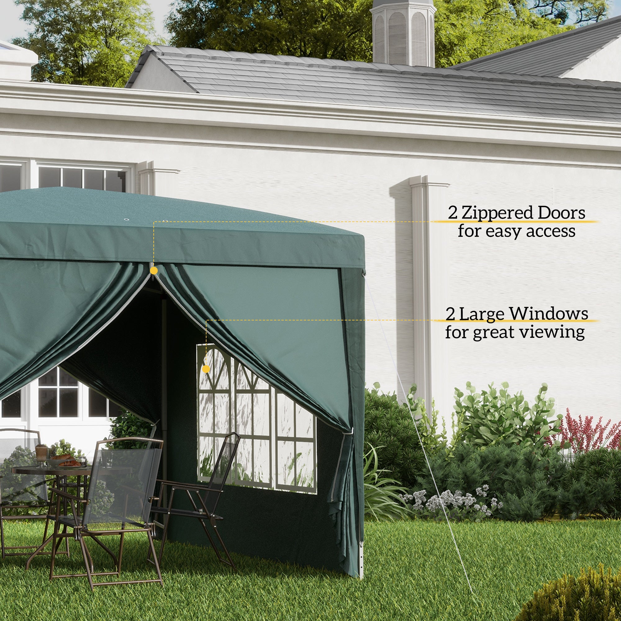 Outsunny 10'x10' Outdoor Pop Up Party Tent Gazebo Canopy with Carrying Bag (Green)