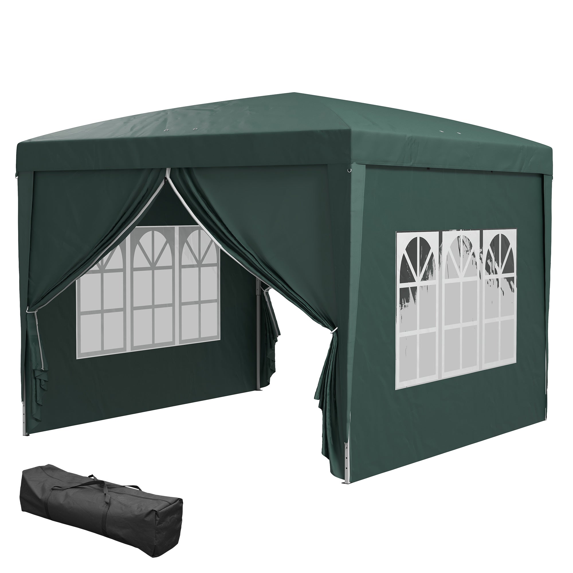 Outsunny 10'x10' Outdoor Pop Up Party Tent Gazebo Canopy with Carrying Bag (Green)