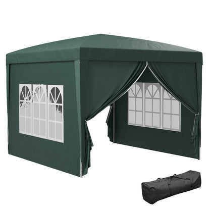 Outsunny 10'x10' Outdoor Pop Up Party Tent Gazebo Canopy with Carrying Bag (Green)