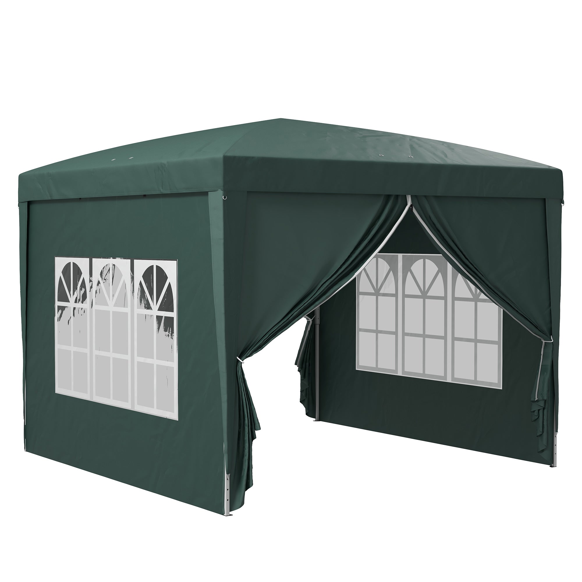 Outsunny 10'x10' Outdoor Pop Up Party Tent Gazebo Canopy with Carrying Bag (Green)