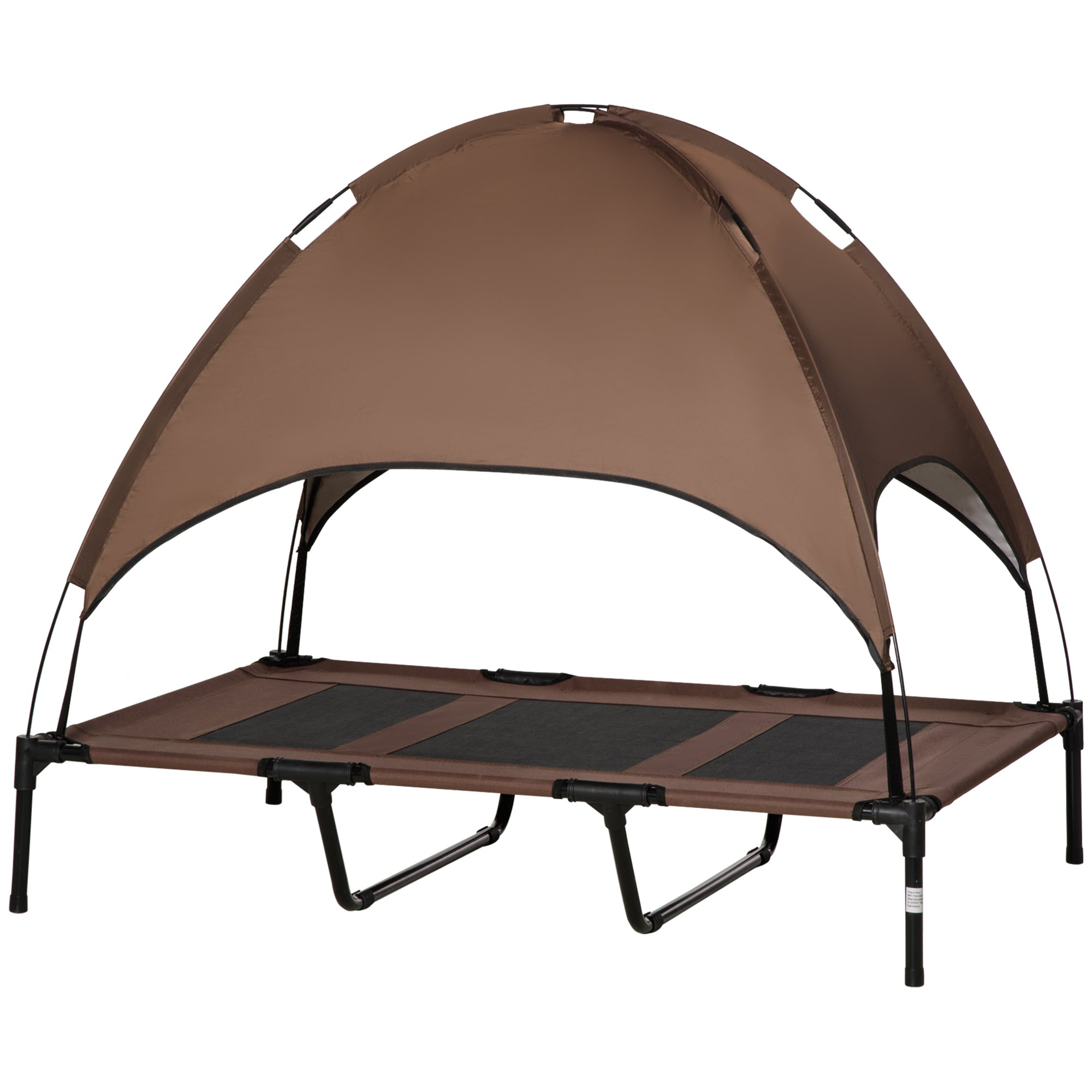 PawHut Elevated Dog Bed with Canopy, Portable Raised Dog Cot for XL Sized Dogs, Indoor & Outdoor, 48" x 36" x 43", Coffee