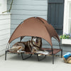 PawHut Elevated Dog Bed with Canopy, Portable Raised Dog Cot for XL Sized Dogs, Indoor & Outdoor, 48" x 36" x 43", Coffee