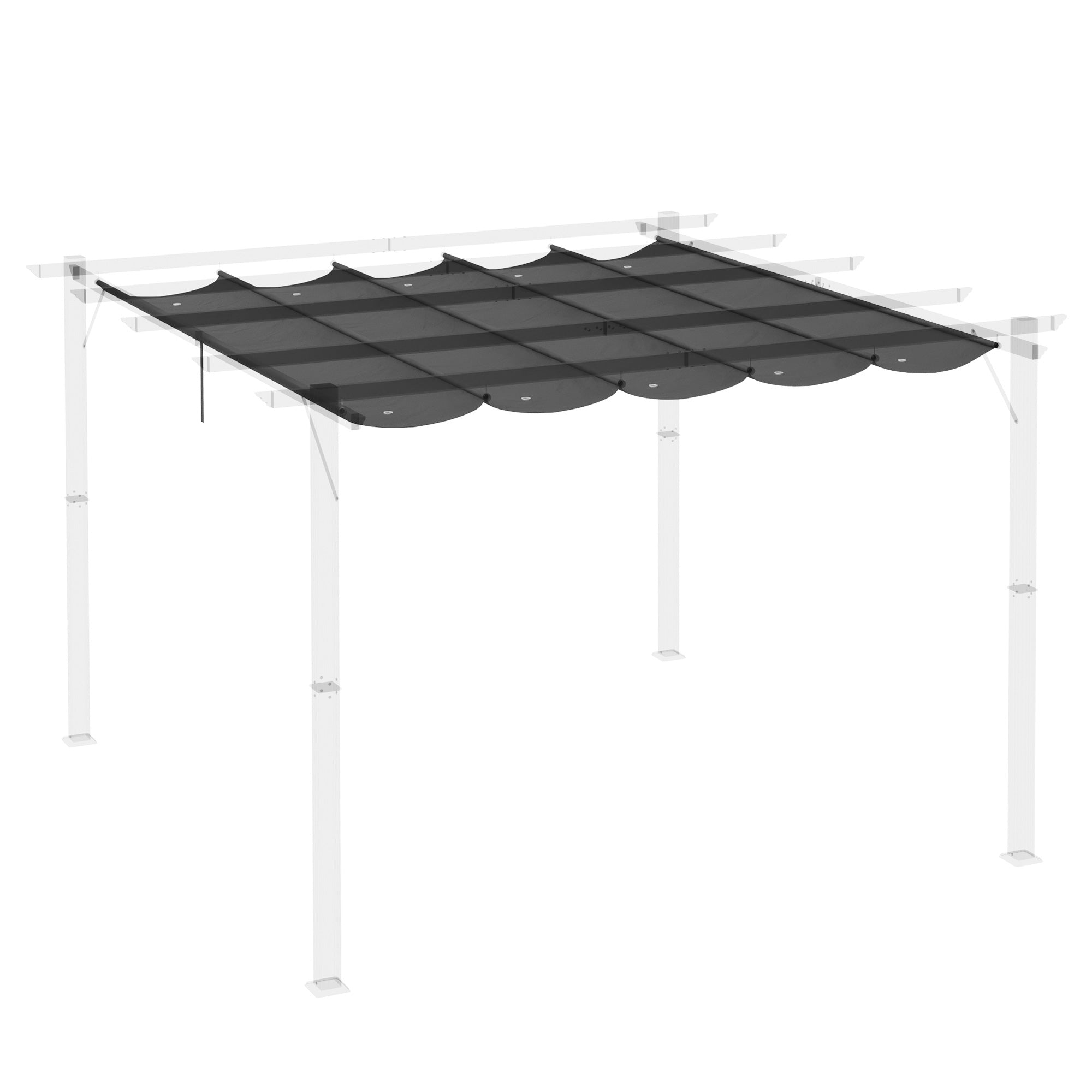 Outsunny Retractable Replacement Pergola Canopy for 10' x 10' Pergola, Pergola Cover Replacement, Dark Grey