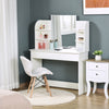 HOMCOM Vanity Table Wood Dressing Table w/ Makeup Mirror, Big Drawers, Open Shelf for Bedroom White