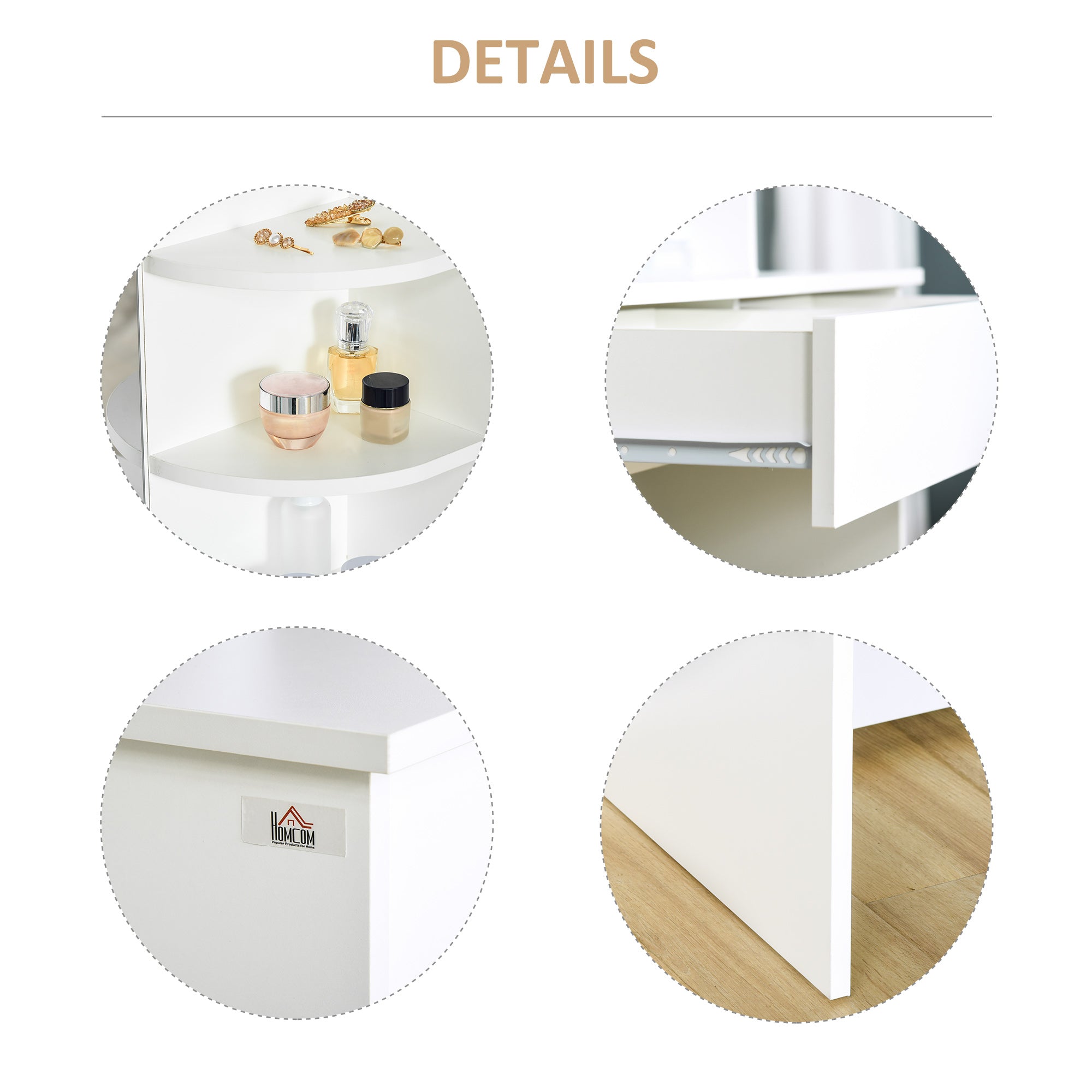 HOMCOM Vanity Table Wood Dressing Table w/ Makeup Mirror, Big Drawers, Open Shelf for Bedroom White